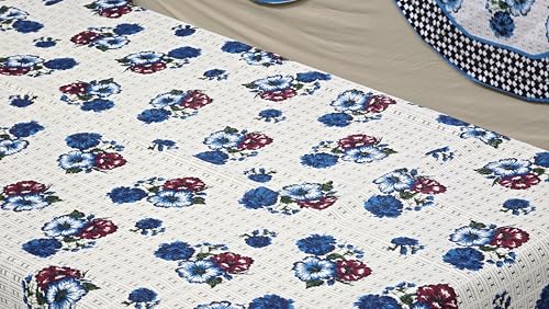 Image of Fab Nation Sofa Cover L Shape 6 Seater with Corner L Type Sofa Set for Living Room | Cotton Sofa Slipcovers for 3 + 3 Seaters Cover with 2 Arms + 2 Setty Covers + 1 Table Cover | Garden Blue