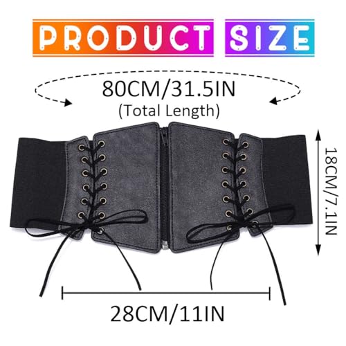 COSYDAYS Zipper Black Corset Belt Leather Wide Stretchy Belts Costume Elastic Waist Accessories for Women3