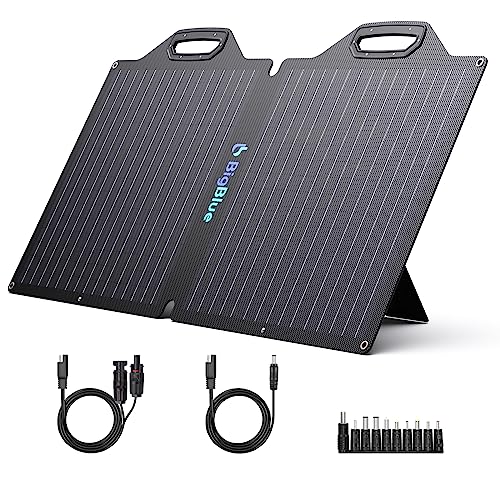 Bigblue 100W Etfe Portable Solar Panels With Kickstands, Ip65 Waterproof Solar Panel Charger(19.8V/5.05A) With Sae And Mc4 Cable For Jackery Explorer/Baldr/Goal Zero Power Station, Outdoor Camping #TOP3