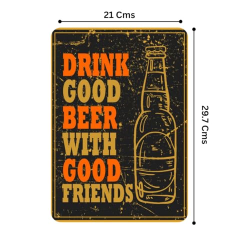 Image of Zesta Bathroom Decor Items Washroom Decor Tin Sign | Aesthetic Posters Wall Poster for Bedroom | Magnetic Cafe Decoration Items / Restaurant Decorations Items | Quirky Home Decor Bar Accent (Drink Good)