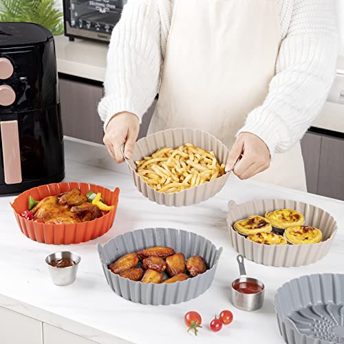 Aichoof Air Fryer Liner, 7 Inch~8 Inch Reusable Silicone Round Air Fryer Pot,Non-Stick Oil Filter Design 100% Food-Grade Kitchen Mat, 20cm Large Replacement Accessories for Air Fryer - Thumbnail 7