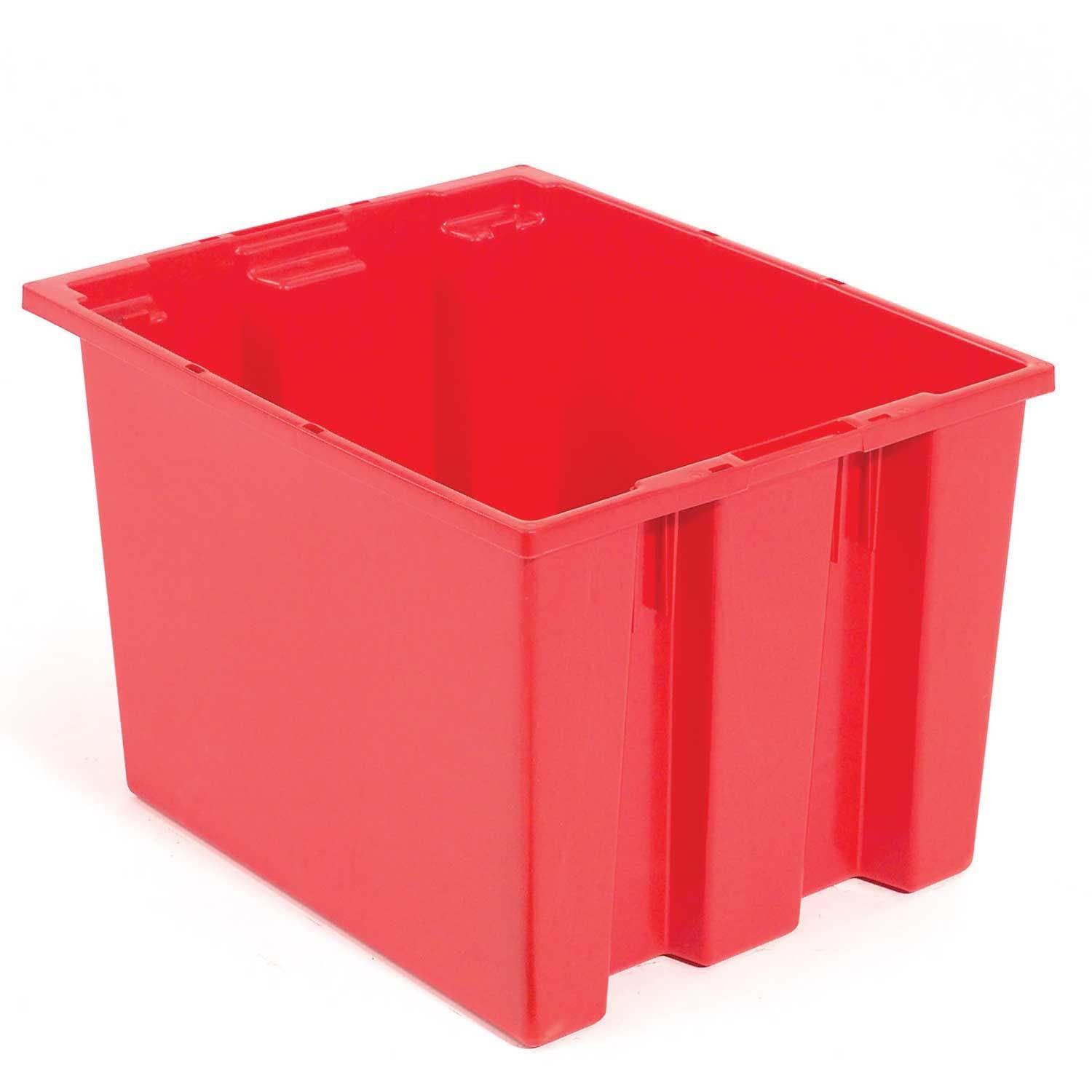 QUANTUM Stack and Nest Tote Box - 19-1/2x15-1/2x13" - Red - Lot of by QUANTUM STORAGE SYSTEMS – 1.7 cubic_feet, Polyethylene (PE), Red, Pack of 6, Model SNT195 RED