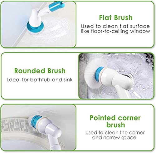 Spin Scrubber, 360 Cordless Tub And Tile Scrubber, Multi-Purpose Power Surface Cleaner With 3 Replaceable Cleaning Scrubber Brush Heads, 1 Extension Arm And Adapter #TOP1