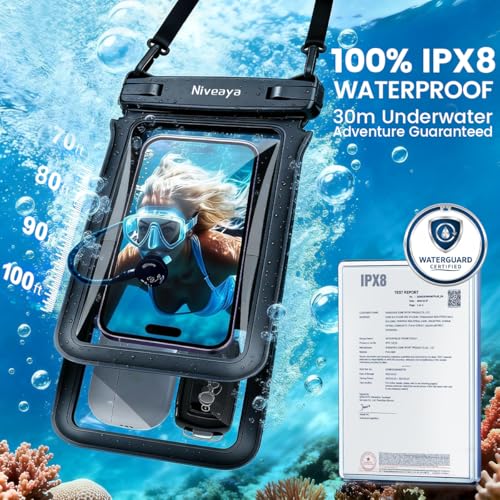 Niveaya Double Space Large Waterproof Phone Pouch 2 Pack up to 8 3 Black - image 2