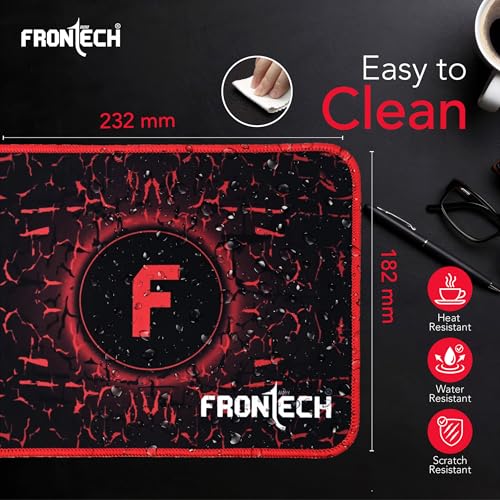 Image of FRONTECH Gaming Mouse Pad | Water Resistant | Anti-Slip Base | Stitched Edges | 232mm x 182mm x 2mm | Red /Black (MSP-0062)