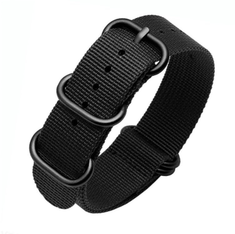 Image of Lineon 20mm & 22mm Black Buckle Nylon Vintage Style NATO Watch Strap ONE WAY NATO Nylon STRAP Imported Quality With Pins and Pin Remover Tool (Include)