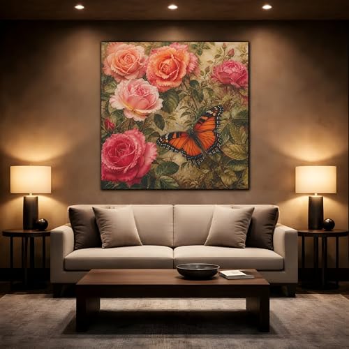 Impression papillon sur toile premium rustique avec châssis de 3cm