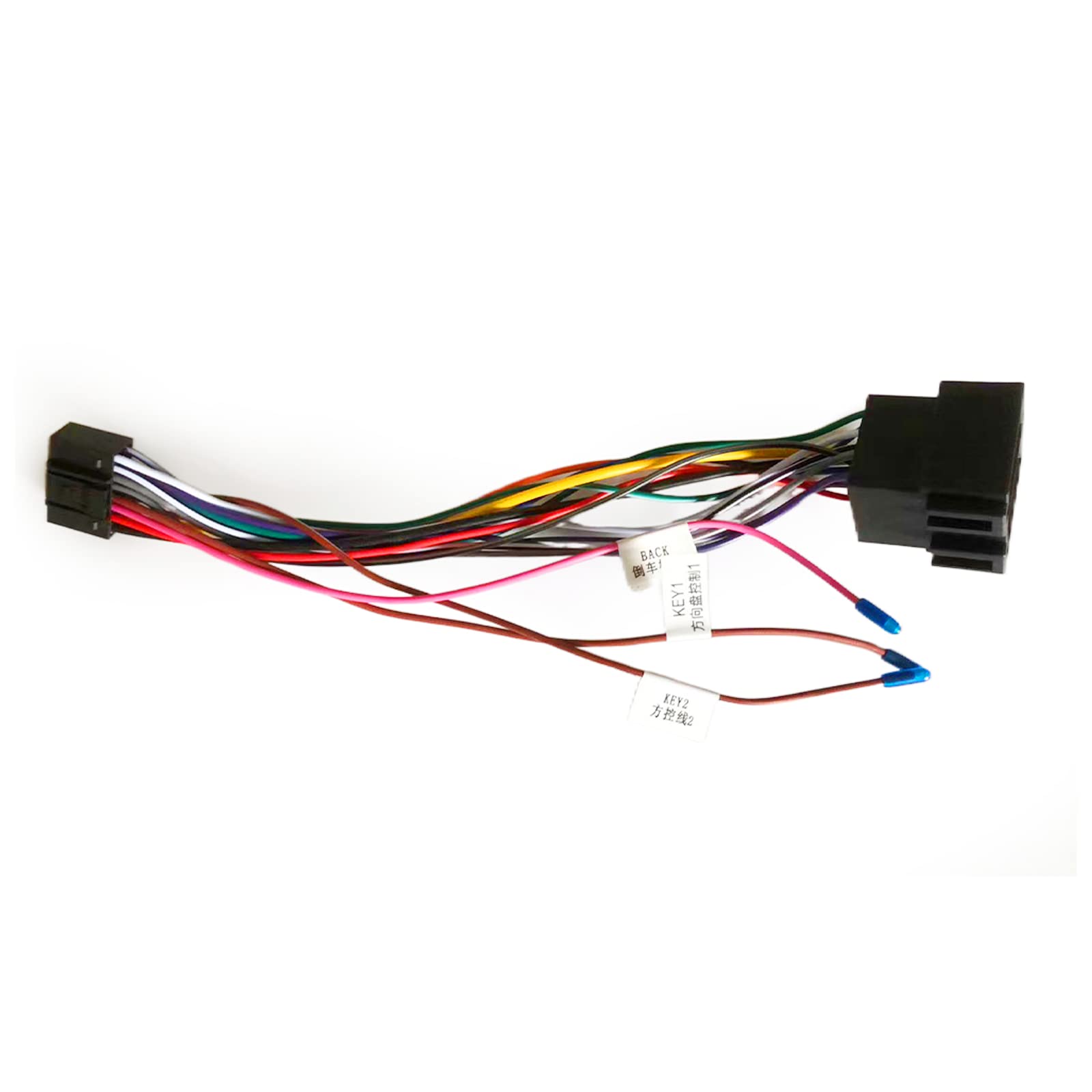 Cavo 16 Pin Adattatore ISO Cavo Connettore 16 Poli Standard ISO Adattatore per Android Autoradio Universale, con Linee di Controllo del Volante e Linea di Controllo Inverso, Adattatore Cavo 16 Poli