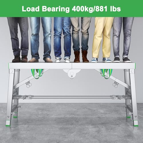Andamio plegable portátil con plataforma de trabajo ajustable de acero 7