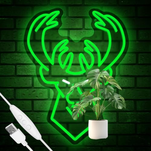 Image of Basketball Team Neon Sign, Sport Light Up Dimmable Milwaukee Basketball Team Logo Hanging USB Powered Led Neon Sign for Wall Decor, Bedroom, Man Cave, Party, Birthday Party Christmas Merch Deco Gift for Boys Teens Fans