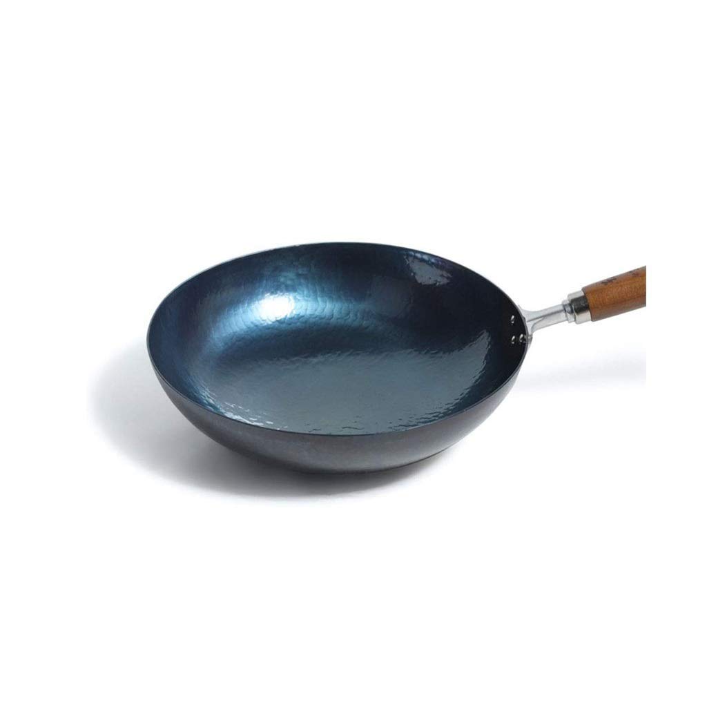 Patelnia Wok, patelnia do smażenia z kutego żelaza-wok, powłoka zapobiegająca przywieraniu, łatwa do czyszczenia, zmniejszająca wchłanianie oleju przez garnek, łatwa do c