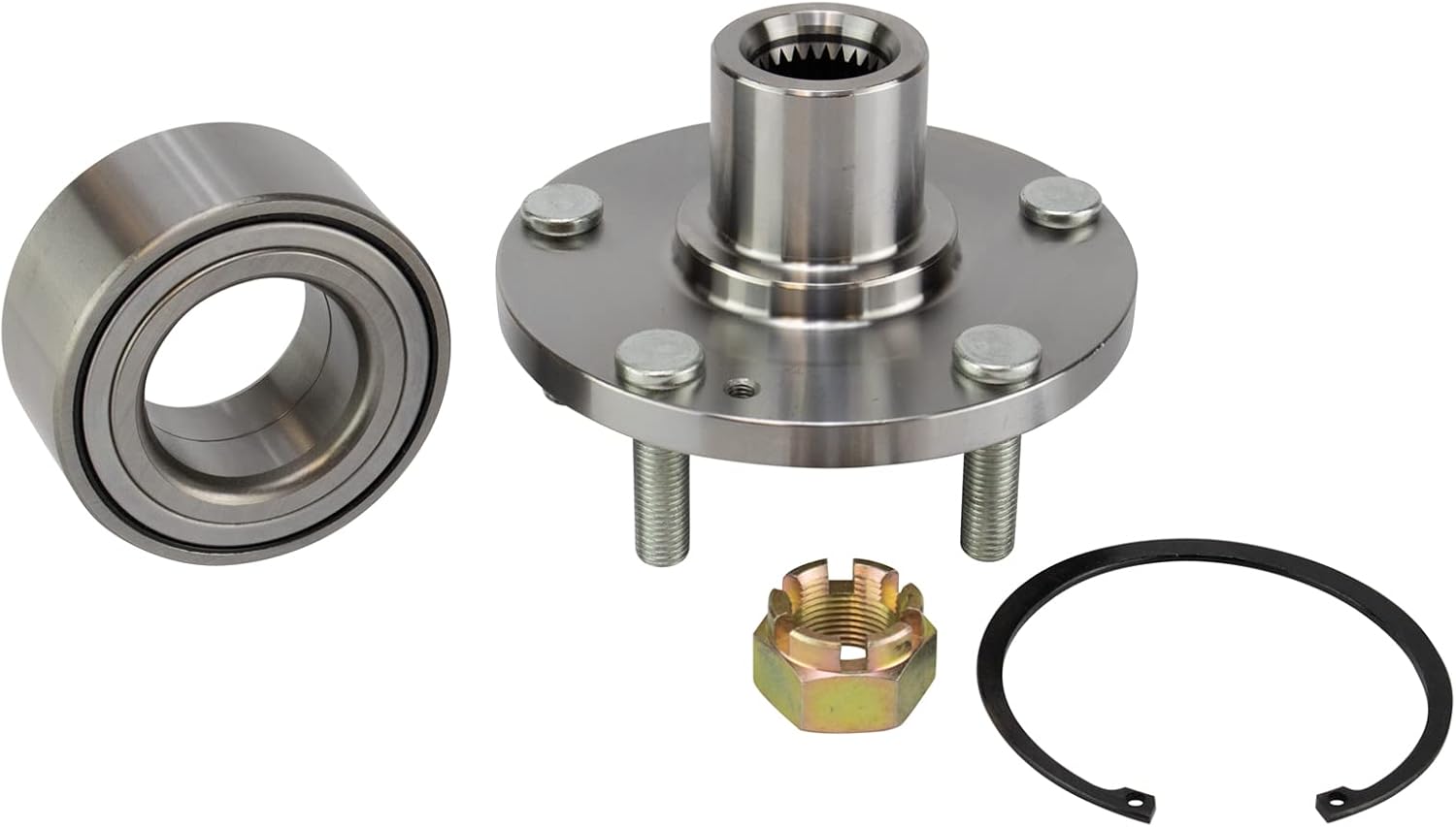 TRQ Front Wheel Bearing & Hub Kit with ABS Sensor Compatible with 2001-2006 Hyundai Santa Fe 2005-2009 Tucson 2005-2008 Kia Sportage