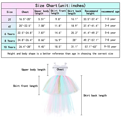 Girls Tutu Dress Handmade Tulle Princess Prom Dresses For Toddler Little Girl Fancy Birthday Party Outfit Rainbow (5-6 Years) #TOP3