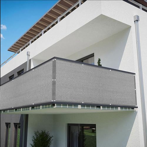 Balcon Privacidad Gris Cubierta de Valla para Evitar Miradas de Vecinos 3