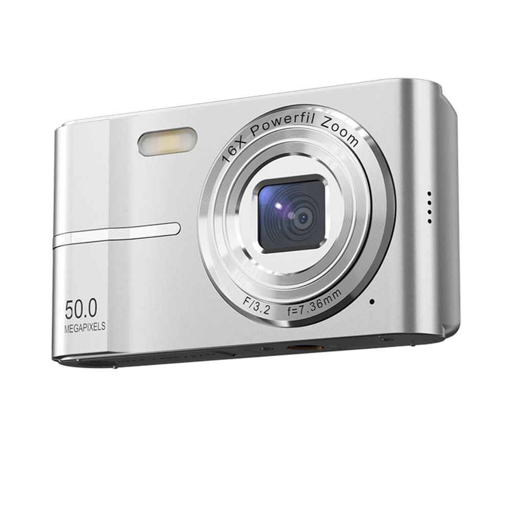 2.4 Inch Retro Digital Camera 4K HD Small Portable CMOS Mini Camera 50MP 16x Zoom Video Recorder Camera Silver-image-4