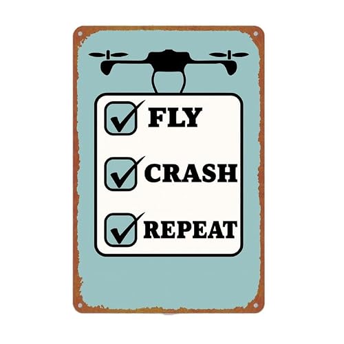 Drone Checklist Vintage Metal Sign Wall Decor 8x12 Inch