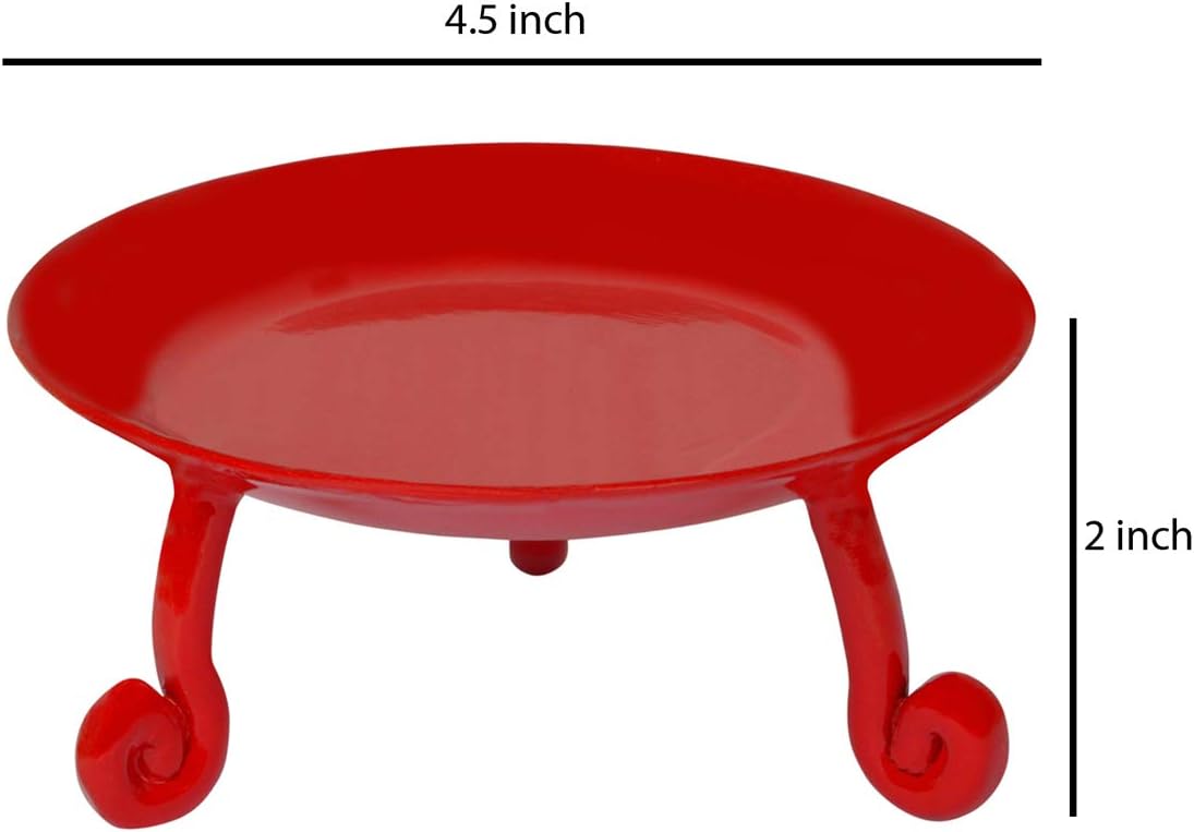 Lal Haveli Outdoor Indoor Decoration red Color T-Light Candle Stand Wrought Iron Candle Holder (4.5X2 Inch) Set of 3