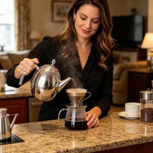 Tetera de acero inoxidable de 1500ml con infusor extraíble para té a granel 3