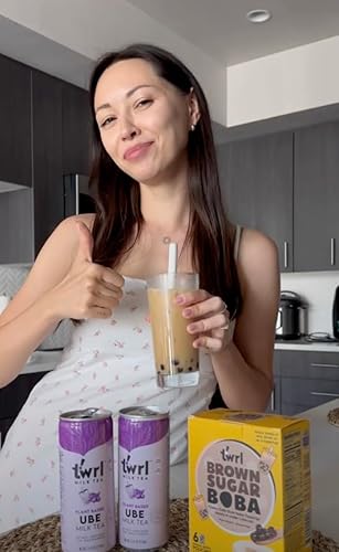 Miniatura 6 de Twrl - 6 porciones individuales - Auténticas perlas de Boba taiwanesas, cobertura de té con leche de tapioca estilo café, instantáneo, listo en
