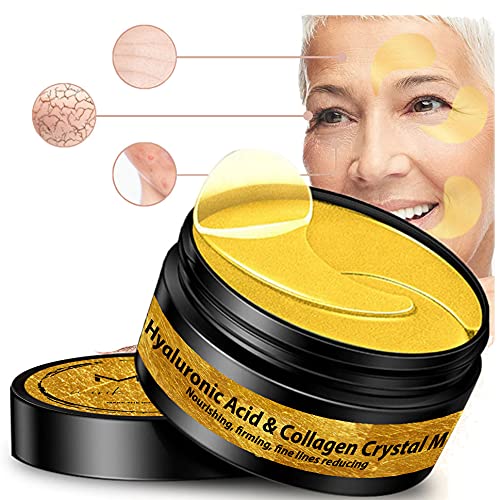 60 Parches eficaz para ojos - ALTO CONCENTRADO de ácido hialurónico y 24 K de oro Anti Edad Ojeras Contorno de Ojos mascara Antiarrugas bolsas patas de gallo hinchazón ANTIALERGENICO MADE IN COREA