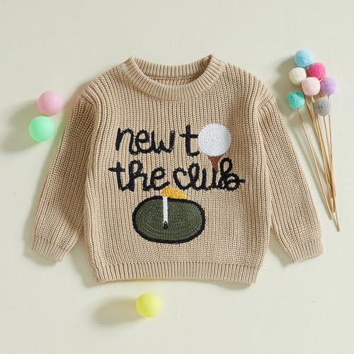 Toddler Baby Boy Girl Golf Outfits New to The Club Knit Pullover Sweater Infant Fall Winter Clothes2