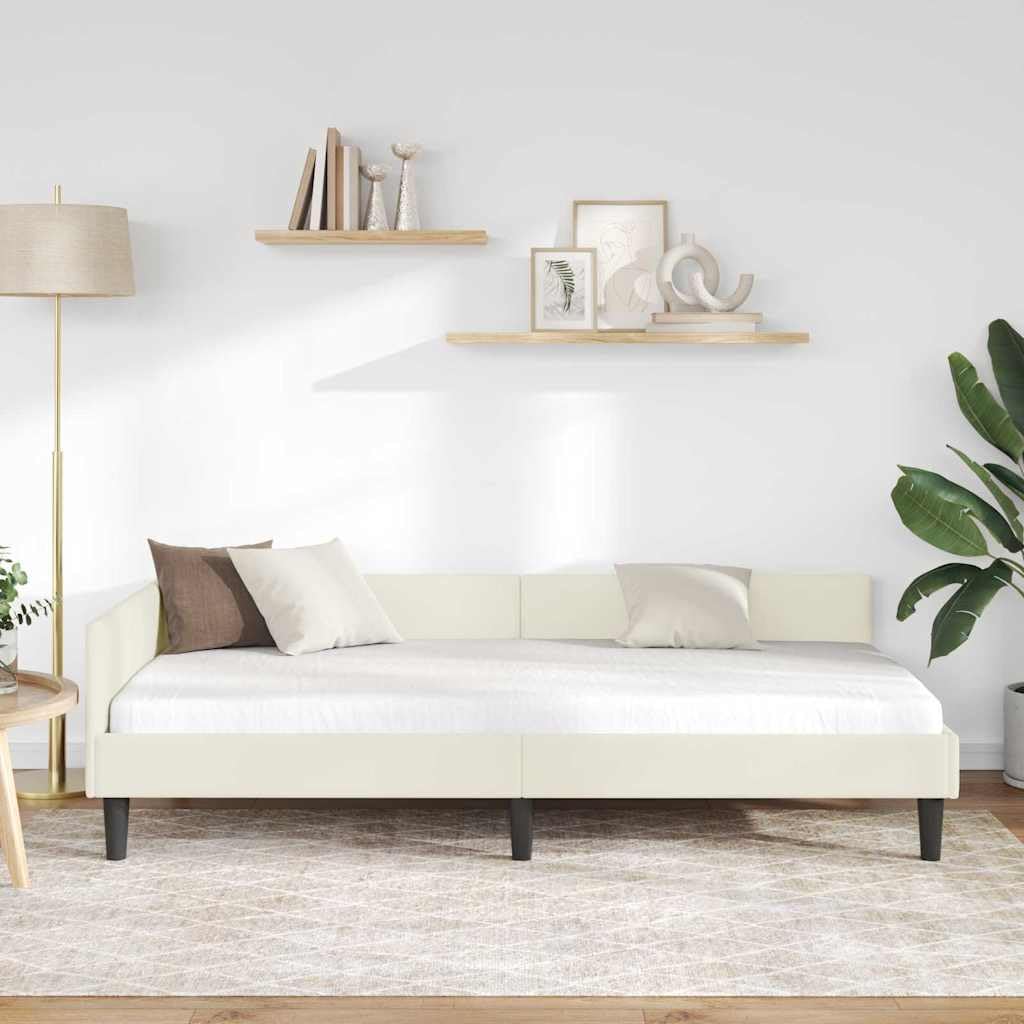 Aksamitna narożna minimalistyczna Biały 90x200 cm