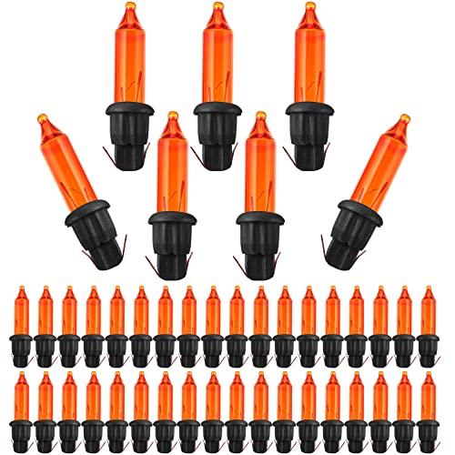 Mudder 200 Pieces 2.5V Replacement Christmas Tree Light Bulbs 50/100/150/200 Count Mini Incandescent Wire String Light Replacement Bulbs for Xmas Tree Decoration(Black Base with Orange Bulb)