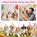 12 Pack Mini Party Hats for Stuffed Animals, Birthday Party Cone Hats Dolls Dog Cat Rabbit Puppies Assorted Animal Birthday