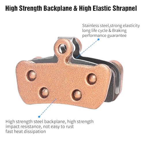 4 Pairs Bike Disc Brake Pads Compatible with SRAM Guide Brake Pads AVID E7 Trail,E9 Trail,XO Trail,XX Trail,Guide R,4 Piston Caliper Sintered Metal Bicycle Ebike Brake Pads Replacement