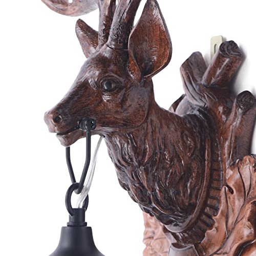 Image of Wall Candle Sconces Rustic Deer Antler Wall Light with E14 Base, Country Style Retro Farmhouse Wall Light Fixtures for Hallway Entrance Bedroom Bathroom
