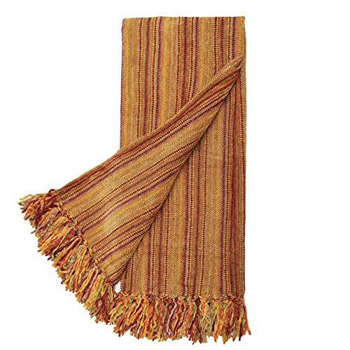 Bytide Boho Bohemian Knitted Throw Blankets With Tassels, Soft Cozy Farmhouse Chenille Striped Multi Color Afghan Mexican Throw Blankets For Couch Bed Sofa Chair Outdoor (Sun Yellow Multi 50 X 60 In) #TOP5
