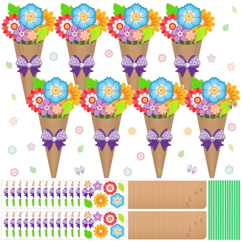 Colingmill 24 SetsColorful Spring Flower Bouquet Craft Kit