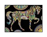Fabricado en Italia Colorvelvet - Dibujo Caballo Mandala 47 x 35 - L85