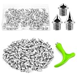 96PCS Alloy Steel Track Spikes, 32pcs 1/8in + 32pcs 3/16in + 32pcs 1/4in Track and Cross Country Spikes Golf Shoe Spike with Spike Wrench, Replacement for Sprint Sports Short Running