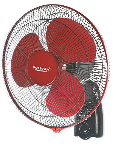 Image of POLSTAR Lehar 400mm High Speed Wall Mount Fan|Oscillating | 100% Copper Motor| 3-Speed Control | Durable & Long-lasting | Strong and Reliable | 2 Year Manufacturer Warranty (Red /Black)