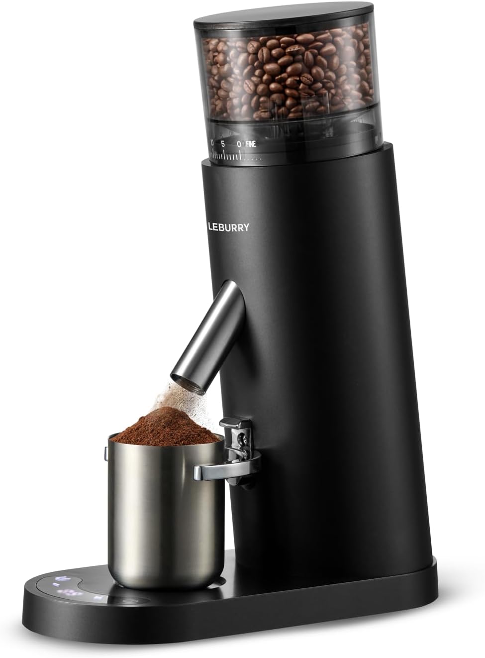 Burr Coffee Grinder – Portable Coffee Bean Grinder with 60 Grind Settings, LCD Timer, 51 & 58mm Portafilter Compatible – Rechargeable Electric Espresso Grinders for Home, Office & Travel