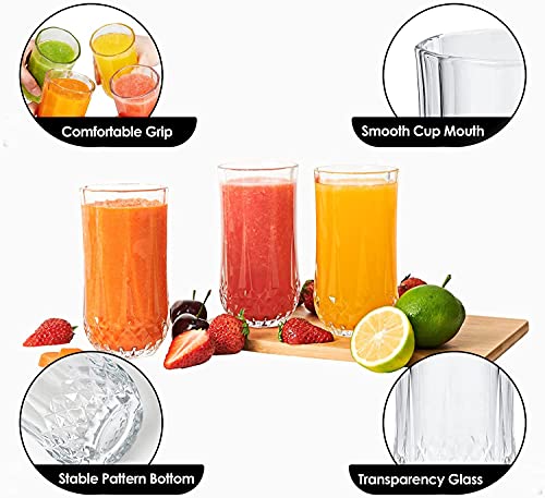 Image of Diamond Cut Crystal Juice Glasses Water Glasses Drinking Glasses 280ML Mojito Glass Cups Tom Collins Bar Glassware and Mixed Drink Cocktail Glass Set of 3