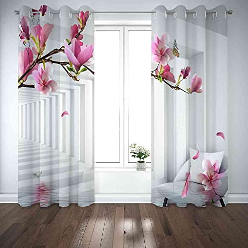 Rideau occultant thermique isolant phonique à oeillets rose lot de 2