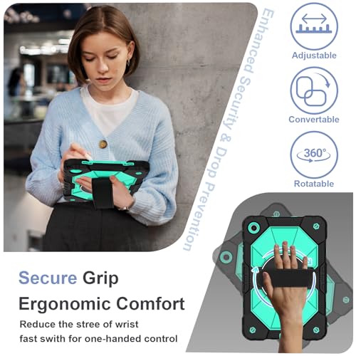 Image of Nitupai for Samsung Galaxy Tab A11+ Plus / A9+ Case 2025 /2023 11 Inch, Mint | Rugged Galaxy Tab A11+ Case Samsung A9 Plus Cover with 360 Rotating Stand, Hand Strap, Shoulder Strap, Screen Protector
