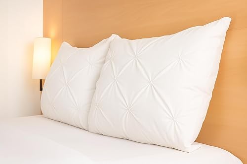 Miniatura 4 de Juego de 2 fundas de almohada plisadas de color blanco de 20 x 40 pulgadas, calidad de hotel, 100% algodón egipcio de 600 hilos, hermoso juego