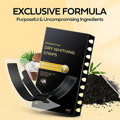 Image of Professional Pap + Charcoal Dry Teeth Whitening Strips 14 Treatments to Whiten Teeth Residue Free with 28 Mint Flavored Dental Whitener Strips Easy-to-Use Whitening Strips Kit