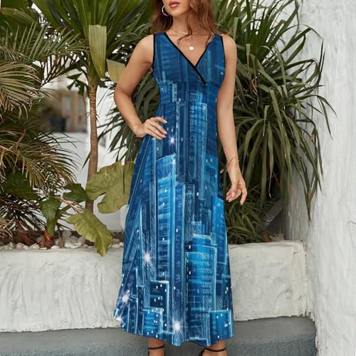 Robe longue d'été sans manches pour femme chic et fluide - 4