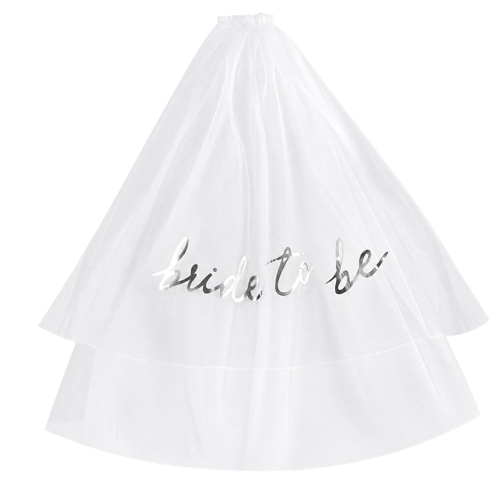 Kemay Women's White Bride To Be Veil With Comb, Double-Layer Pearl Bridal Wedding Veil, Hen Party Veil Accessories For Bachelorette Party, Bridal Shower, Engagement Decorations