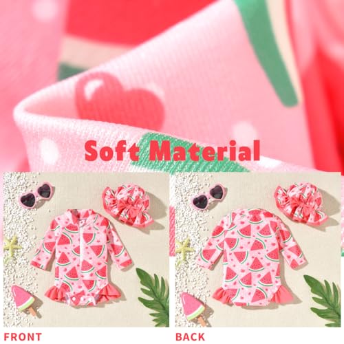 Image of Aalizzwell Baby Girls Long Sleeve One Piece Swimsuit with Hat