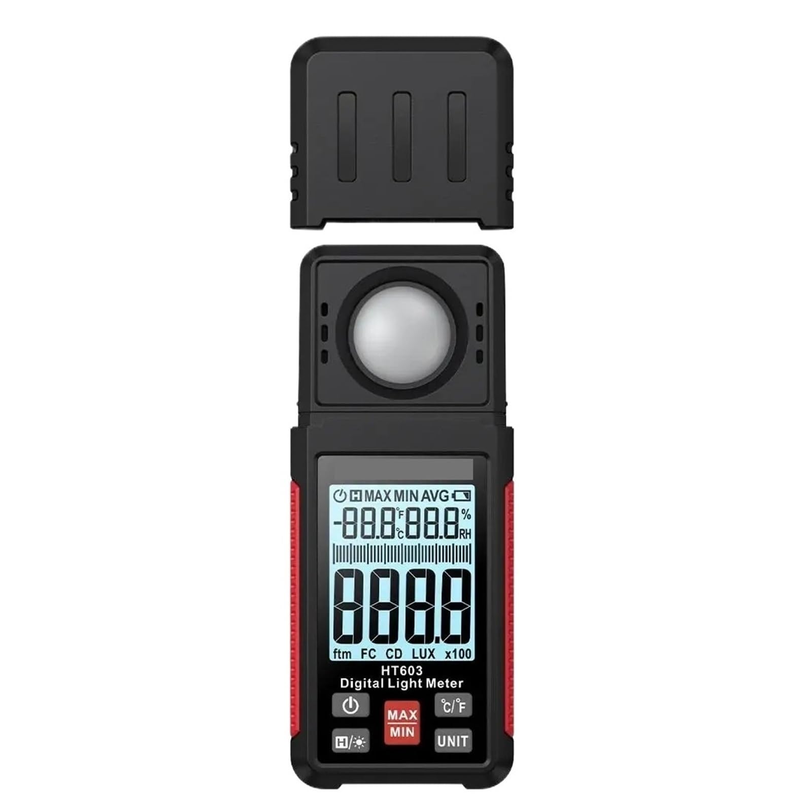 Luxómetro, Medidor de luz Medidor de iluminancia digital de 200000 lux con medidor de lux de humedad y temperatura ambiente