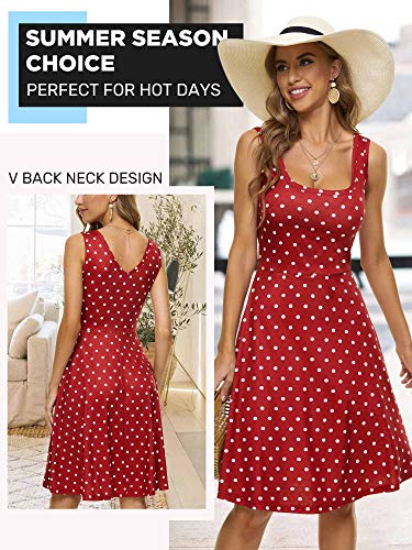 Fensace Cute Dresses Boho Dresses For Women Red Polka Dot Ladies Summer Dresses Casual Sun Dress (X-Large,White Polka Dot) #TOP6
