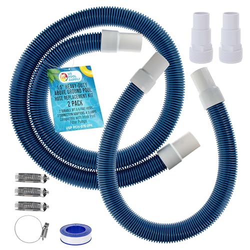 U.S. Pool Supply 1.5' Heavy-Duty Above Ground Pool Hose Replacement Kit - 3 Foot and 6 Foot Hoses...