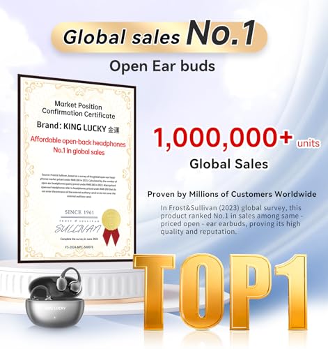 king luckyオープンイヤー イヤーカフ イヤホン bluetooth5.4 ワイヤレス イヤフォンIPX5防水 40時間バッテリー 耳挟み式 骨伝導の革新OWS空気伝導 耳を塞がない 日本製 Hi-Fi音質でランニング運動トレーニング通勤ゲーム対応 ENC通話マイク付き（黒カラー）