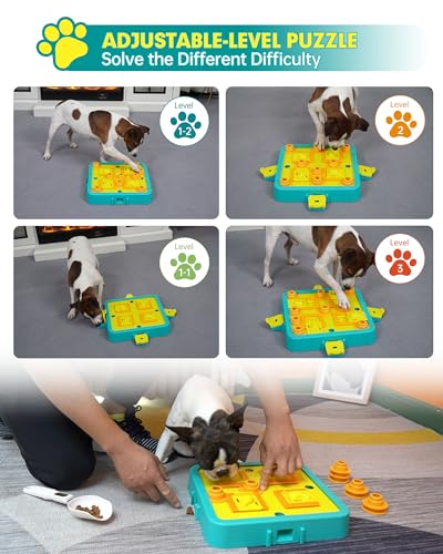 Dog Puzzle Toy Mental Stimulation - Level 3 in 1 Dogs Food Puzzles Toys, Dog Treat Puzzle Feeder (Advanced-Blue Board)