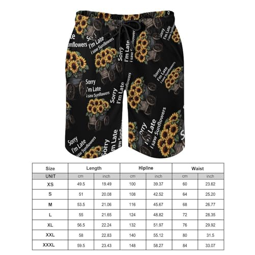 Sorry I'm Late I Saw Sunflowers Men's Swim Trunks Quick Dry Board Shorts Hawaiian Beach Shorts With Pocket2